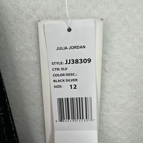 NWT Julia Jordan Black‎ Velvet Sequin Sheath Dress 3/4 Sleeve Party Cocktail - Picture 7 of 15